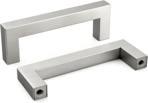 Vista 12 de homdiy Paquete de 1 tirador de gabinete de níquel cepillado de 3-3/4 pulgadas, manijas cuadradas de acero inoxidable para puerta de armario