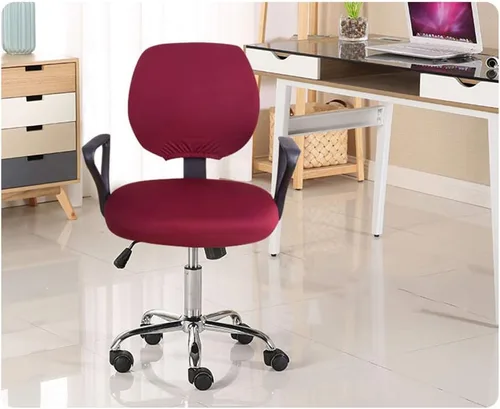 Vista 2 de TOPINCN - Funda elástica para silla de oficina, color rojo Funda universal para silla de computadora, parte inferior elástica, extraíble