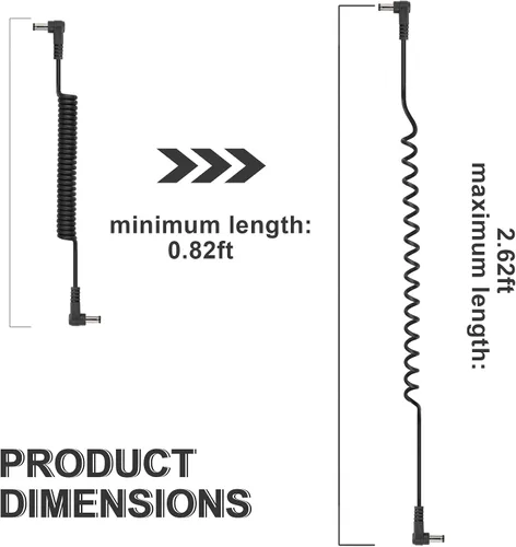 Vista 6 de GINTOOYUN Cable de extensión de alimentación CC de 0.217 in x 0.098 in, 90 grados, macho a macho, cable adaptador de corriente DC5525 en ángulo