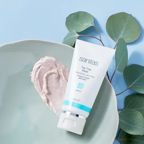 Vista 2 de Sanitas Skincare Máscara de árbol de té, máscara de tratamiento purificador, mezcla de arcilla desintoxicante, ácido salicílico, 2 onzas