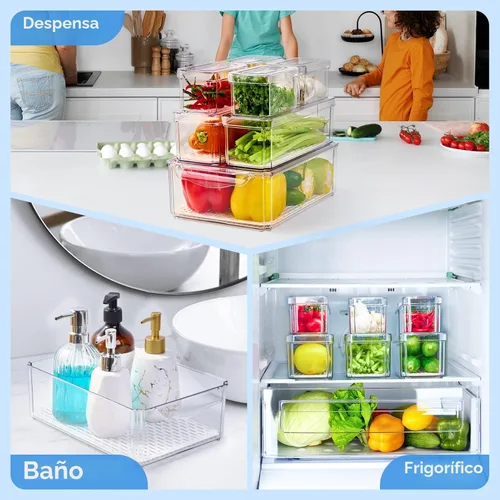 Vista 7 de JollyPack - Paquete de 14 organizadores para refrigerador, contenedores organizadores con tapas para refrigerador, contenedores de almacenamiento