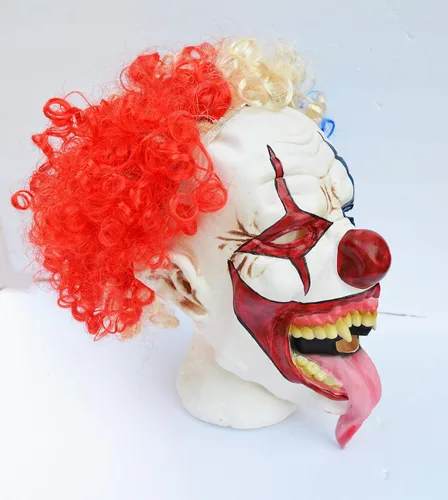 Vista 4 de Acid Tactical Máscara de payaso de Halloween aterradora con pelo para fiesta de disfraz de DIVILISH CLOWN