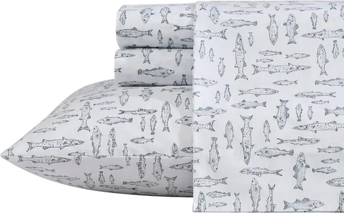 Vista 2 de Eddie Bauer - Juego de sábanas individuales, sábanas de percal de algodón, frescas y frescas, ideales para dormitorio
