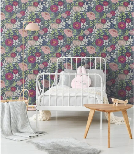 Vista 2 de RoomMates Tamara Day RMK12513RL - Papel tapiz autoadhesivo para jardín botánico, color azul