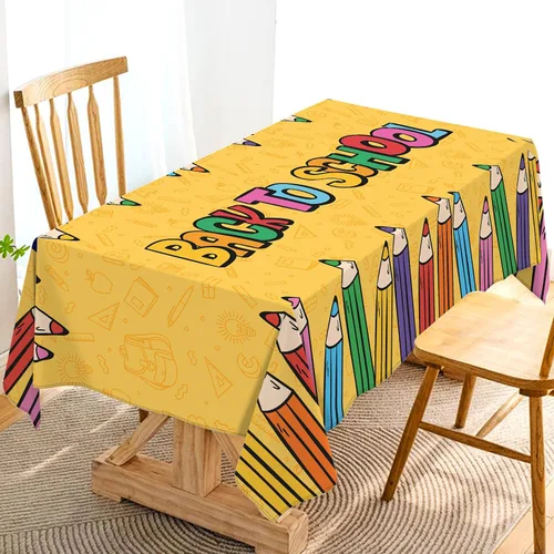 Vista 6 de Hafangry Mantel de regreso a clases, para niños, estudiantes, primer día de escuela, decoración de fiesta de bienvenida, rectangular, cocina