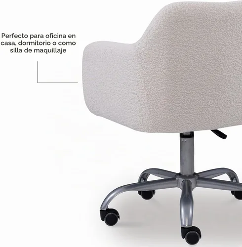 Vista 12 de Linon Home Decor Products Linon Brooklyn Sherpa - Silla de oficina, color marfil