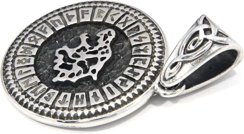 Vista 3 de BAVIPOWER Collar con colgante de runa de lobo vikingo Fenrir de 0.157 in, cadena de quilla de acero inoxidable, joyería pagana Asatru para hombres