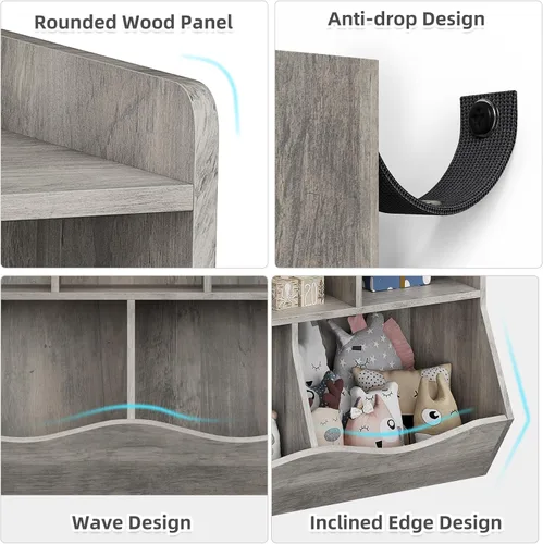 Vista 4 de IDEALHOUSE Estantería y estantería de juguetes, estante múltiple con armario organizador de cubos para almacenamiento de libros y juguetes