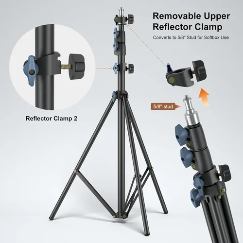 Vista 5 de LINCO Lincostore - Soporte de luz para fotografía de estudio de 90 pulgadas/7.5 pies, soporte para panel reflector con soporte reflector