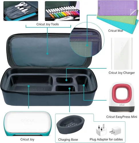 Vista 10 de Estuche rígido de viaje para Cricut Joy, fundas de transporte para Cricut Easy Press Mini con 3 alfombrillas de corte, bolsa de almacenamiento