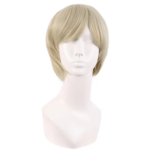 Vista 8 de MapofBeauty Peluca de moda para hombre, corta y recta (marrón)