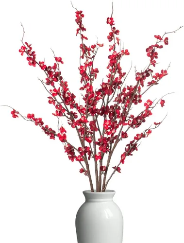 Vista 8 de Ammyoo - 4 ramas de flores de cerezo artificiales para decoración de interiores de primavera y verano, flores artificiales de tallo largo
