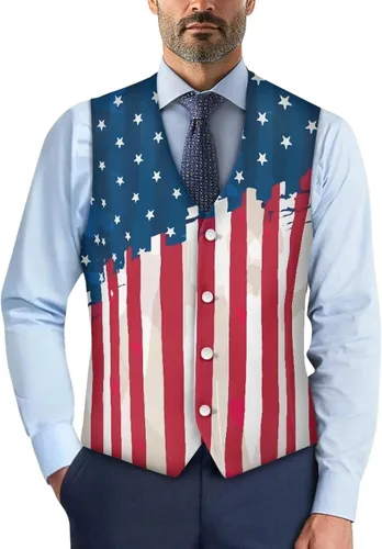 Vista 24 de TODIYADDU Chaleco de cuello en V para hombre, chaquetas de traje sin mangas Maple Leaf
