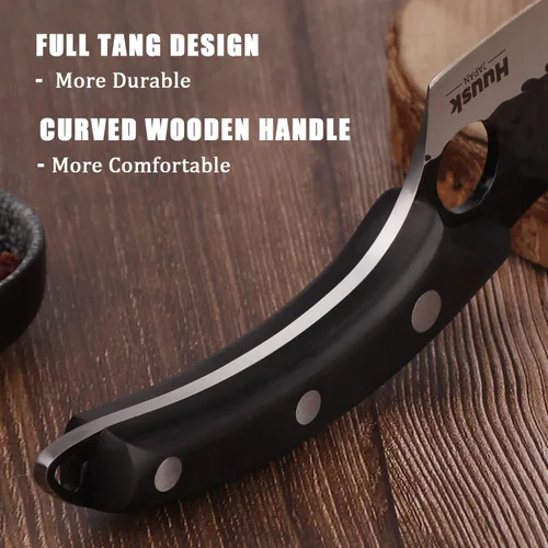 Vista 5 de Huusk Cuchillos coleccionables Cuchillo de chef y cuchillo de carne con funda de cuero y caja de regalo..