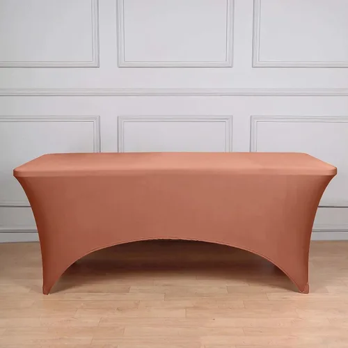 Vista 23 de Efavormart - Mantel rectangular de elastano elástico beige de 4 pies