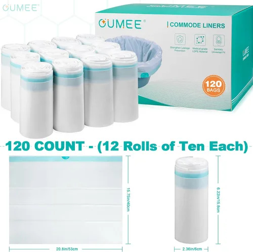 Vista 3 de 120 forros desechables para cómoda de mesita de noche, además de revestimientos de cómoda, forros portátiles para ir al baño para adultos, bolsas