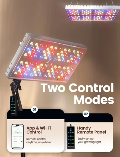 Vista 3 de MetryGrow Luces de Cultivo para Plantas de Interior, [Aplicación Inteligente y Cobertura Amplia de 2x2 Pies] Lámparas de Cultivo de Plantas de 48W