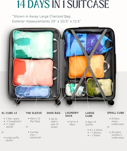 Vista 7 de TRIPPED Travel Gear - Cubos grandes de compresión para equipaje de viaje, organizadores de equipaje, juego de 7 piezas para equipaje facturado