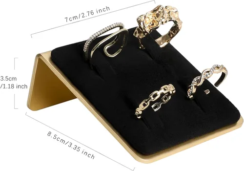 Vista 4 de GemeShou Soporte de anillo de joyería negro para mujeres, exhibición de anillo minorista, organizador de almacenamiento de anillo de terciopelo