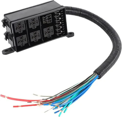 Vista 3 de Kit de caja de relé de fusibles de 12 ranuras de fusibles, caja de 6 relés, bloque de soporte de fusibles ATC/ATO para automóviles y barcos, bahía