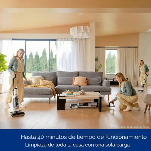 Vista 2 de Tineco Floor ONE Stretch S6 - Aspiradora inalámbrica en seco y húmedo, trapeador inteligente de 180°, 40 minutos de larga duración de 158 ℉ Flashdry