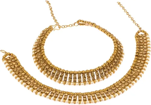 Vista 8 de Efulgenz Joyas indias oxidadas – Par de tobilleras y pulseras para mujer – Joyas de pie de perlas de cristal oxidadas boho Multi
