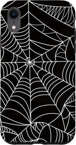 Vista 24 de iPhone 12/12 Pro blanco y negro araña web Único estuche de Halloween de Artsy moderno