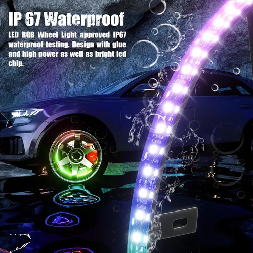 Vista 6 de Luces de rueda SUNPIE para camiones, luz de borde RGB secuencial universal de 15.5 pulgadas para automóvil - Luz de giro de ángulo amplio, luz