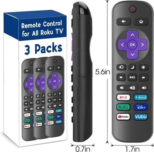 Vista 6 de Paquete de 3 controles remotos de repuesto para Roku TV, compatible con todos los TCL Roku/Hisense Roku/Onn Roku/Sharp/Philips Roku