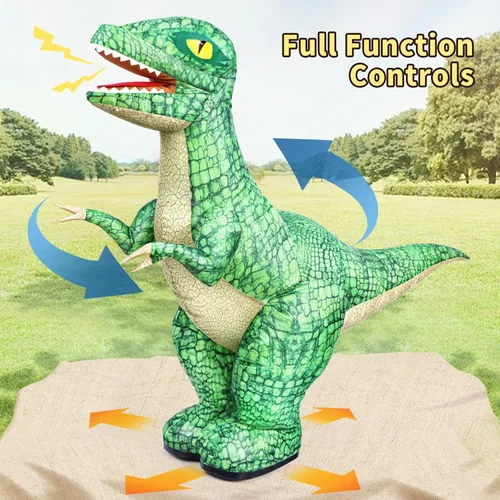 Vista 6 de Jovow Juguete inflable de dinosaurio con control remoto de 2.4 GHZ para niños, dinosaurio de juguete eléctrico con rotación de 360°, hacia adelante