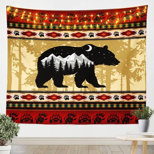 Vista 11 de Tapiz de vaca de las tierras altas, tapices aztecas nativos del suroeste, animales de granja, arte exótico nórdico, atrapasueños, arte de pared