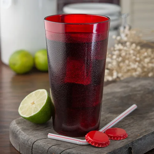 Vista 6 de Vasos de plástico Carlisle, apilables, resistentes a la rotura, sin BPA, 16 onza, Rubí