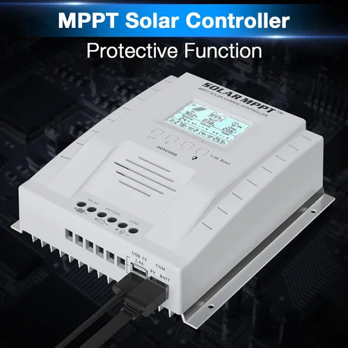 Vista 2 de MPPT Controlador de carga de 60 amperios, 12 V/24 V, regulador de carga de panel solar de 60 A con pantalla LCD de luz negra, máximo 100 V para gel