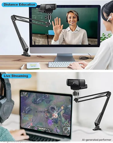 Vista 6 de Soporte para cámara web para escritorio, soporte de brazo con abrazadera
