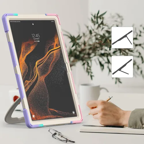 Vista 4 de Funda resistente para Galaxy Tab S10 Ultra 2024/S9 Ultra 2023/S8 Ultra 2022, funda híbrida resistente con soporte para S Pen, funda a prueba
