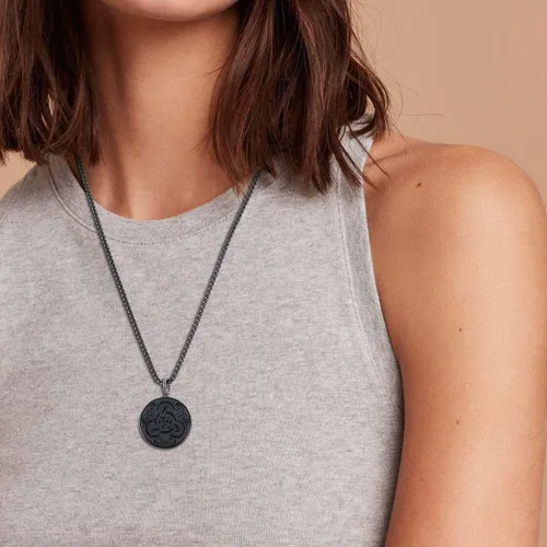 Vista 3 de COAI Crystal Neklace Celtic Knot Necklace Black Obsidian Necklace for Men Women