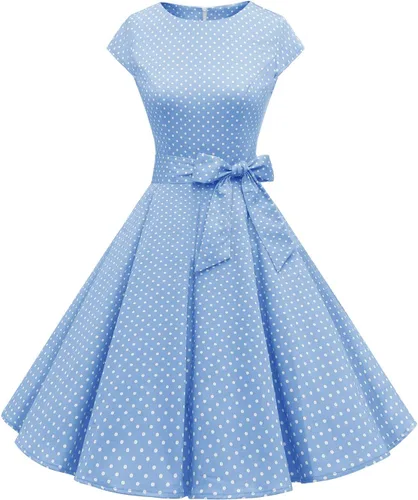 Vista 7 de Dressystar - Vestidos clásicos de fiesta con mangas casquillo, estilo Rockabilly y retro de la década de 1950
