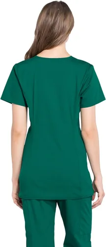 Vista 2 de Cherokee Women's Maternity Scrub Top with 3 Pockets Mock Wrap WW685