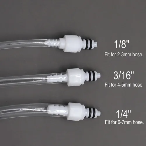 Vista 6 de 2Pcs 1/8" 3/16" 1/4" 1/8" Codo de 90 Grados de Tubo de Plástico Conector Rápido de Manguera en Línea Desconexión de Manguera Púas de Inserción