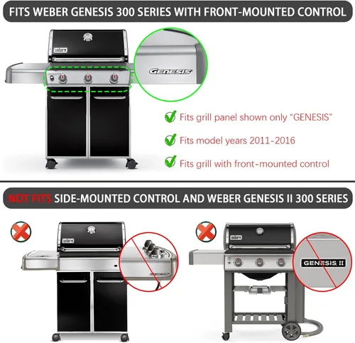 Vista 2 de Genesis 7620 7621 Barras aromatizantes 65505 Piezas de repuesto para Weber Genesis Grill Parts 300 Series con perilla de control frontal E-310 E-320