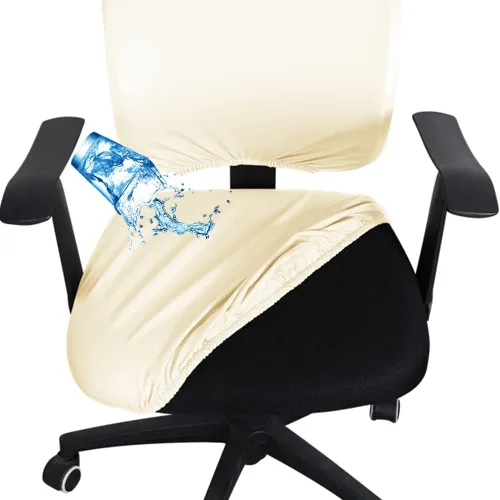 Vista 17 de Shukii Funda impermeable para silla de escritorio de oficina, funda de piel sintética, elástica, giratoria, para silla de computadora, protector