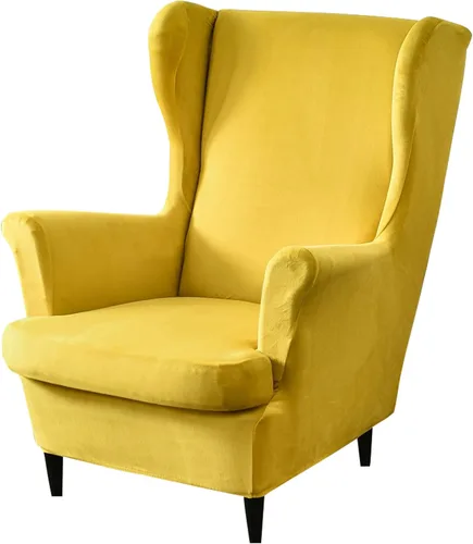 Vista 18 de MIFXIN Wingback - Funda para silla, de terciopelo de 2 piezas, elásticas, con funda de cojín, suave, lavable, protector de muebles para sala