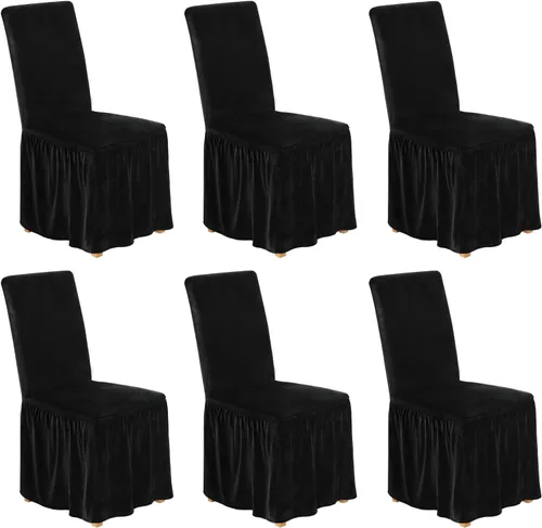 Vista 10 de NICEEC Fundas de silla de elastano para sillas de comedor, juego de 2 fundas de silla de comedor extraíbles con falda, fundas para sillas Parson