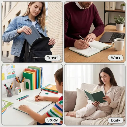 Vista 6 de ⩓ Per Se Cuaderno de Diario con Líneas (3 Paquetes), 160 Páginas Papel Grueso 100GSM, A5 Tapa Dura Cuadernos con Rayas Universitarias para Escribir