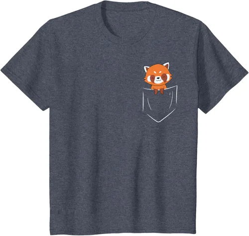 Vista 59 de Funny Red Panda In Pocket - Camiseta con bolsillo, Negro, S