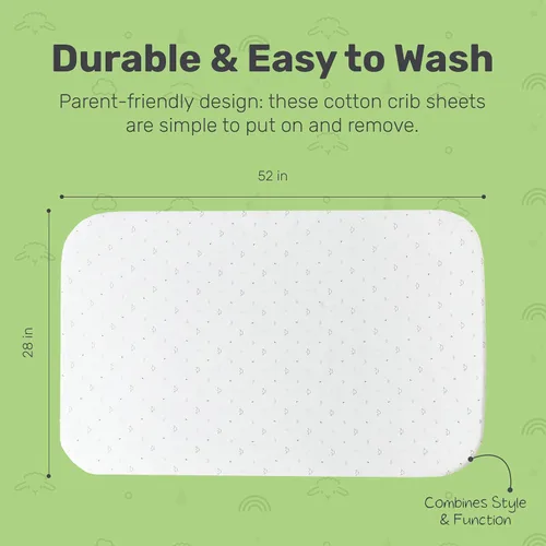 Vista 5 de Sábanas de algodón para cuna, suaves y transpirables para niños y niñas, ajuste seguro para colchón de cuna estándar, ropa de cama de bebé de fácil