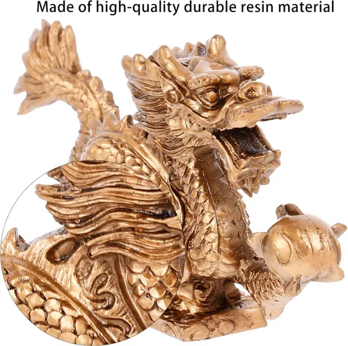 Vista 5 de BESPORTBLE Escultura de dragón chino de resina, estatua de dragón oriental, escritorio, estatuilla de Fengshui, decoración de arte para el hogar
