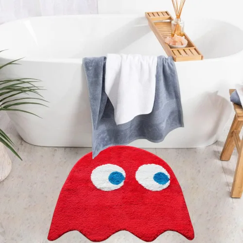 Vista 6 de Evovee Alfombra de baño roja, bonita alfombra de baño divertida, decoración divertida, alfombra roja para dormitorio, divertida, divertida, redonda