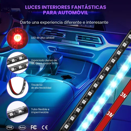 Vista 6 de Luces Interiores de Acento para Auto, Luces Interiores Inteligentes para Auto con Control de Aplicación, Luces LED RGB con Modo de Música y Modo