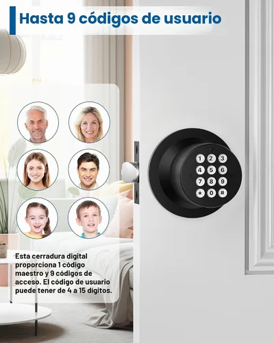 Vista 2 de HIDALIFE Pomo de puerta con teclado, perilla de puerta con cerradura, cerradura de puerta de entrada sin llave con código para puerta delantera